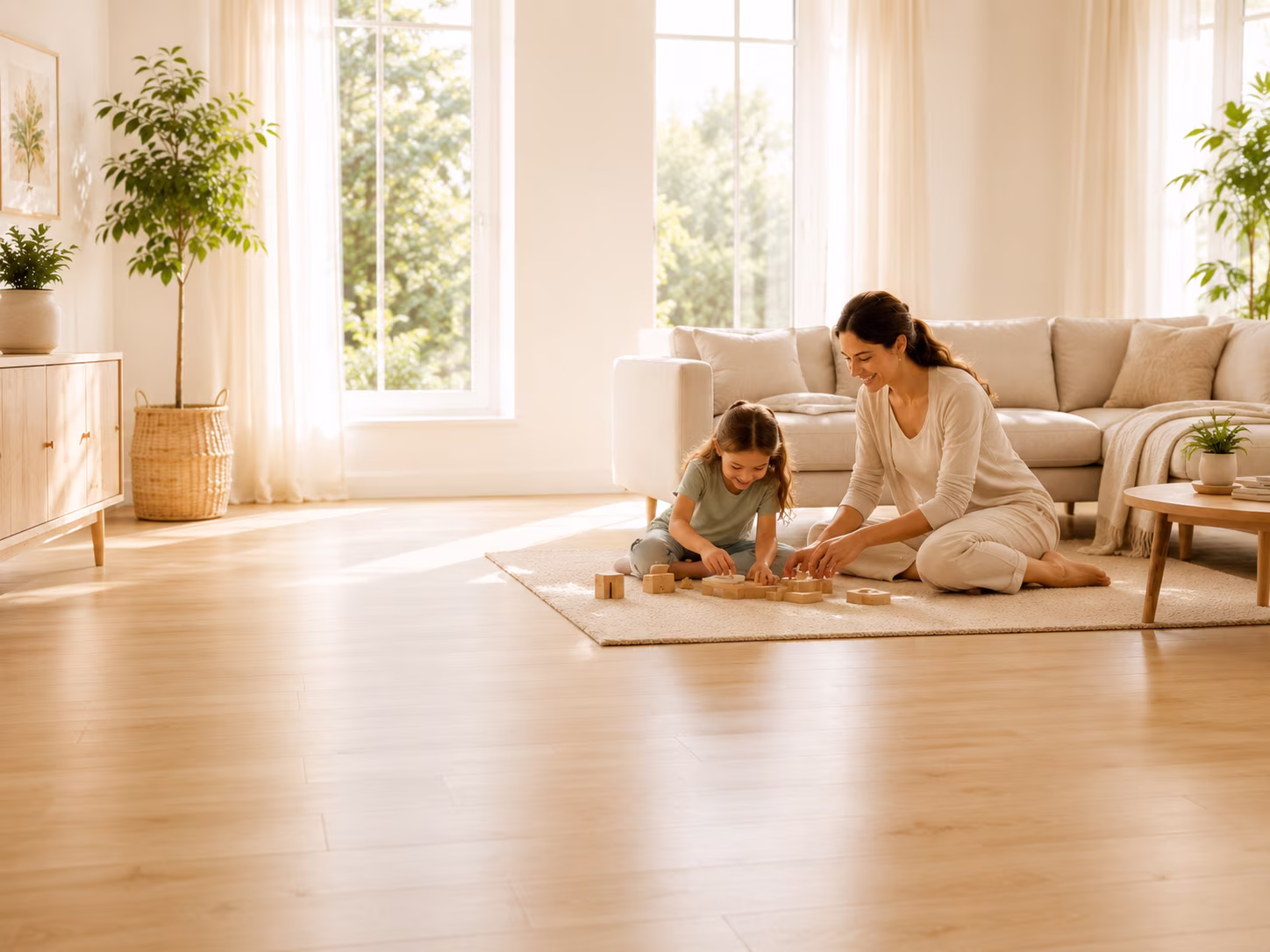 The living room floor
