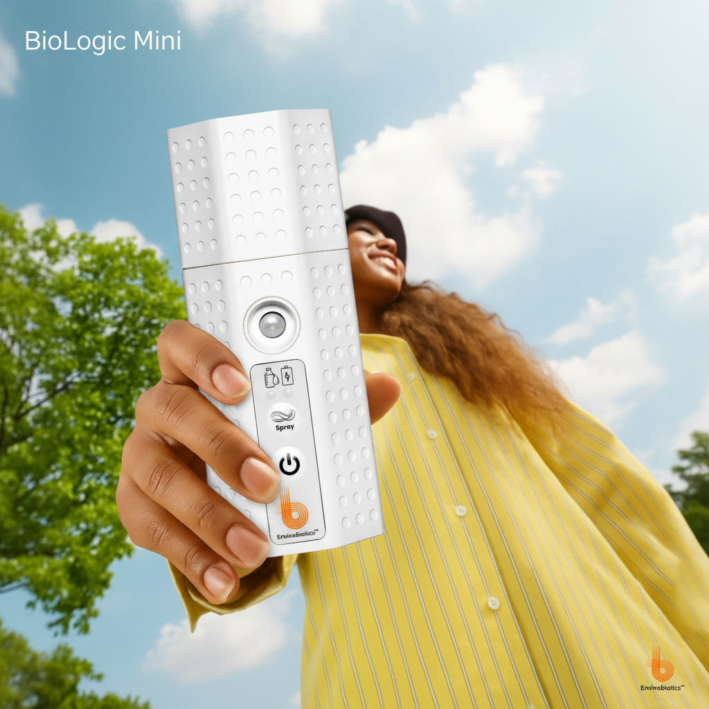 Biologic Mini held up against a bright sky