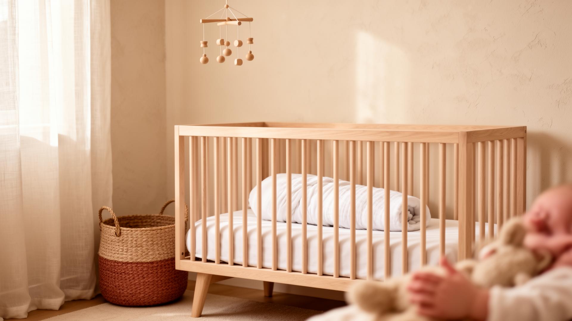 A peaceful Scandinavian nursery in soft morning light