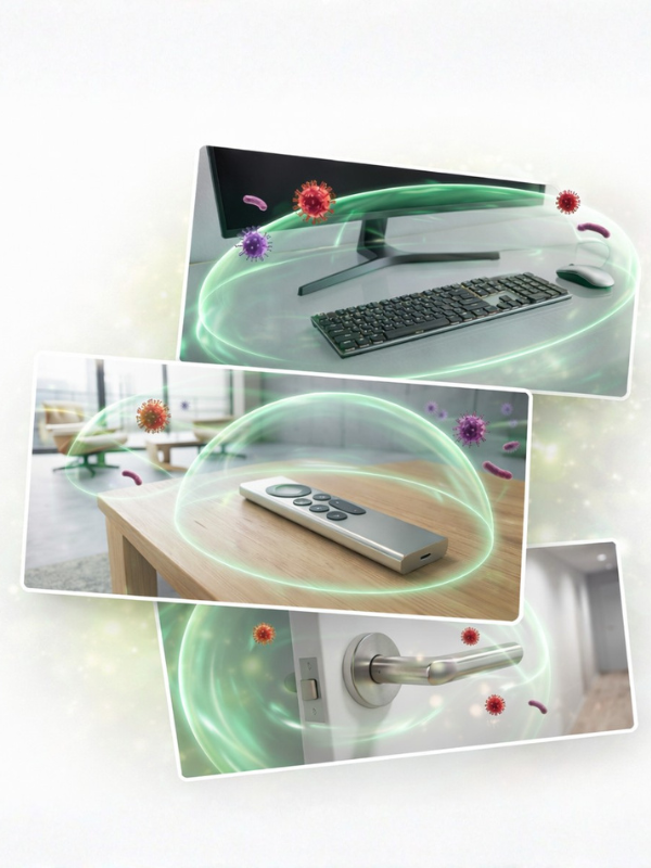 Particles settling on surfaces inside a home